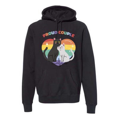 Cat Proud Couple Pride Heart Premium Hoodie