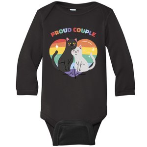 Cat Proud Couple Pride Heart Baby Long Sleeve Bodysuit