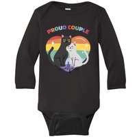 Cat Proud Couple Pride Heart Baby Long Sleeve Bodysuit