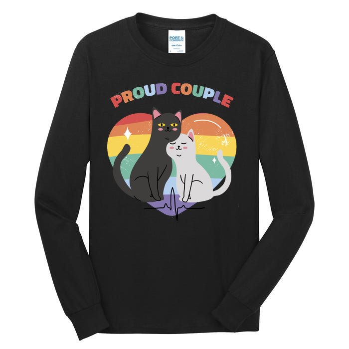 Cat Proud Couple Pride Heart Tall Long Sleeve T-Shirt