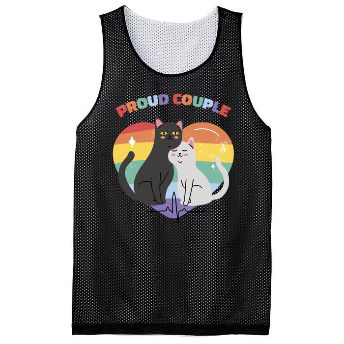 Cat Proud Couple Pride Heart Mesh Reversible Basketball Jersey Tank