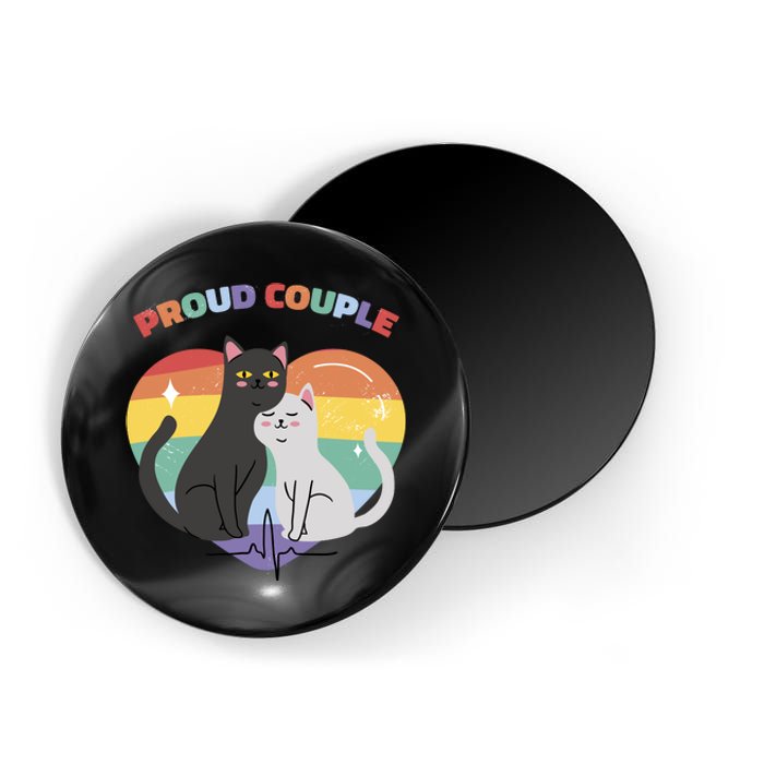 Cat Proud Couple Pride Heart Magnet