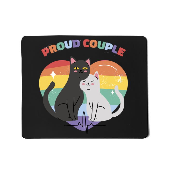 Cat Proud Couple Pride Heart Mousepad