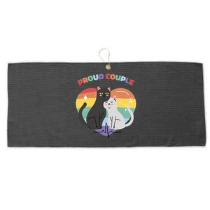 Cat Proud Couple Pride Heart Large Microfiber Waffle Golf Towel