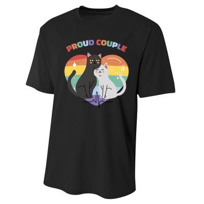 Cat Proud Couple Pride Heart Performance Sprint T-Shirt