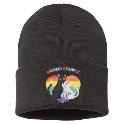 Cat Proud Couple Pride Heart Sustainable Knit Beanie