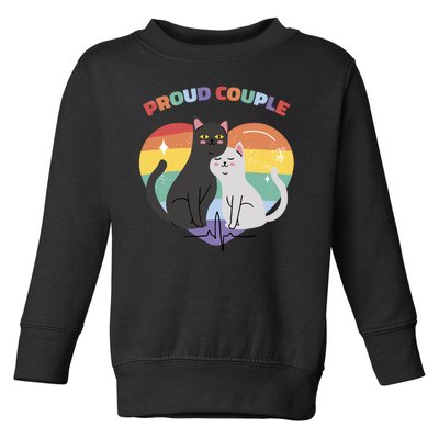 Cat Proud Couple Pride Heart Toddler Sweatshirt