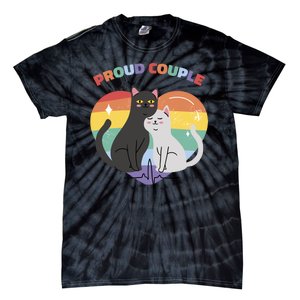 Cat Proud Couple Pride Heart Tie-Dye T-Shirt