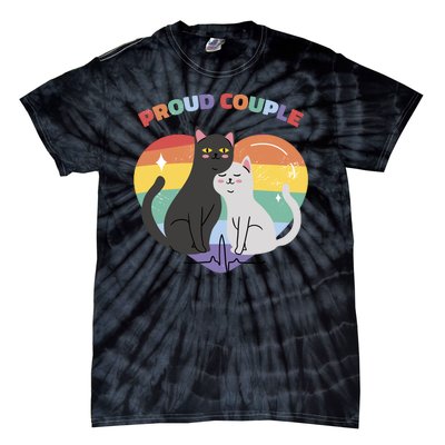 Cat Proud Couple Pride Heart Tie-Dye T-Shirt