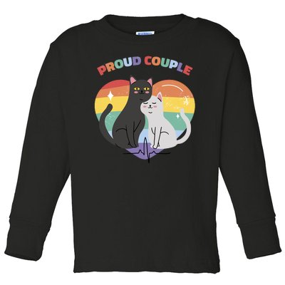 Cat Proud Couple Pride Heart Toddler Long Sleeve Shirt