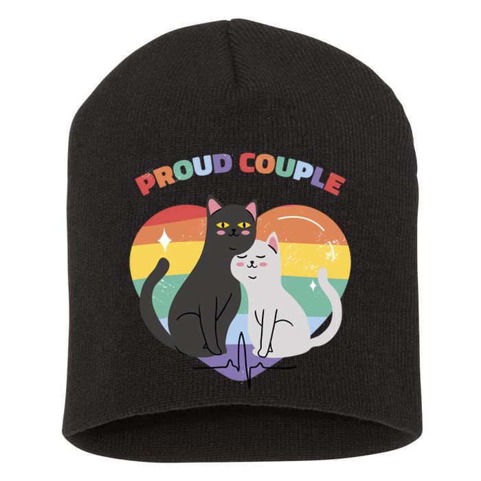 Cat Proud Couple Pride Heart Short Acrylic Beanie