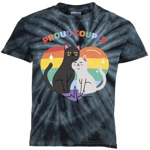 Cat Proud Couple Pride Heart Kids Tie-Dye T-Shirt