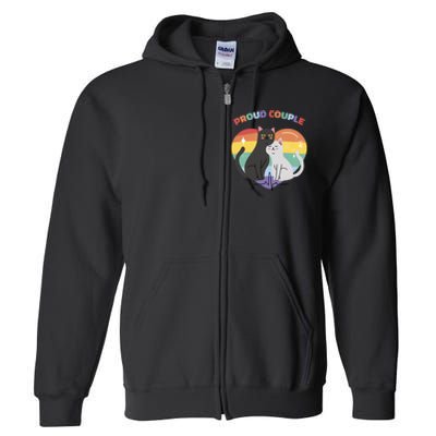 Cat Proud Couple Pride Heart Full Zip Hoodie