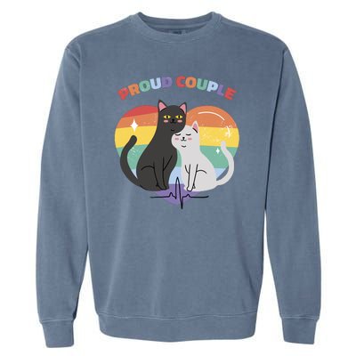 Cat Proud Couple Pride Heart Garment-Dyed Sweatshirt