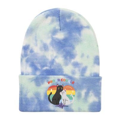 Cat Proud Couple Pride Heart Tie Dye 12in Knit Beanie