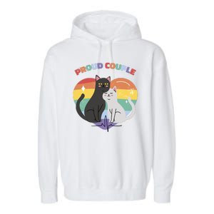 Cat Proud Couple Pride Heart Garment-Dyed Fleece Hoodie