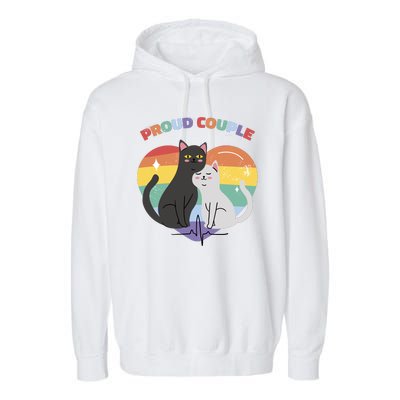 Cat Proud Couple Pride Heart Garment-Dyed Fleece Hoodie