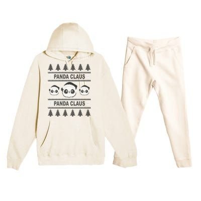 Cute Panda Claus Panda Christmas Gift Premium Hooded Sweatsuit Set