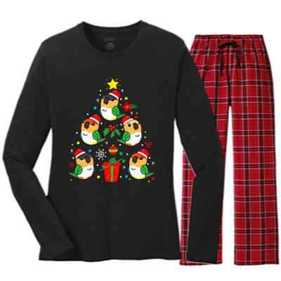 Caique Parrot Christmas Ornament Tree Xmas Mom Dad Bird Gift Women's Long Sleeve Flannel Pajama Set 