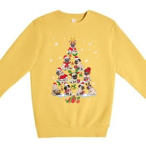 Cute Pugs Christmas Tree Funny Pug Lover Christmas Gift Premium Crewneck Sweatshirt