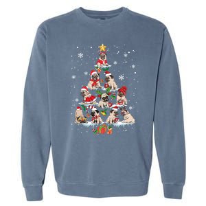 Cute Pugs Christmas Tree Funny Pug Lover Christmas Gift Garment-Dyed Sweatshirt