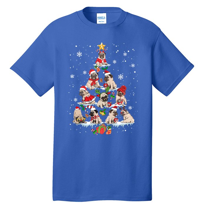 Cute Pugs Christmas Tree Funny Pug Lover Christmas Gift Tall T-Shirt