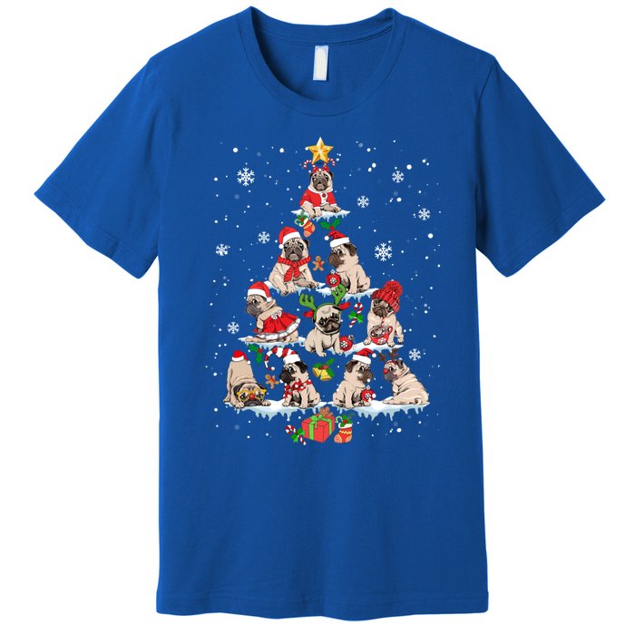 Cute Pugs Christmas Tree Funny Pug Lover Christmas Gift Premium T-Shirt