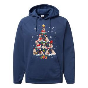 Cute Pugs Christmas Tree Funny Pug Lover Christmas Gift Performance Fleece Hoodie