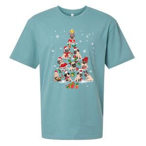 Cute Pugs Christmas Tree Funny Pug Lover Christmas Gift Sueded Cloud Jersey T-Shirt