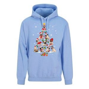 Cute Pugs Christmas Tree Funny Pug Lover Christmas Gift Unisex Surf Hoodie