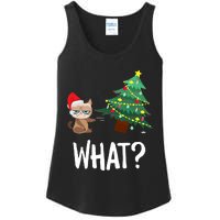 Cat Pushing Christmas Tree Over Funny What Cat Christmas Ladies Essential Tank