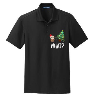 Cat Pushing Christmas Tree Over Funny What Cat Christmas Dry Zone Grid Polo