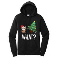 Cat Pushing Christmas Tree Over Funny What Cat Christmas Women's Pullover Hoodie