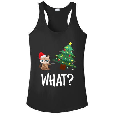 Cat Pushing Christmas Tree Over Funny What Cat Christmas Ladies PosiCharge Competitor Racerback Tank