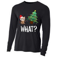 Cat Pushing Christmas Tree Over Funny What Cat Christmas Cooling Performance Long Sleeve Crew