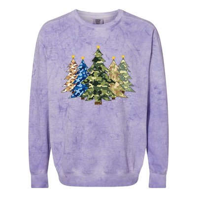 Camo Print Christmas Trees With Camouflage Print Xmas Colorblast Crewneck Sweatshirt