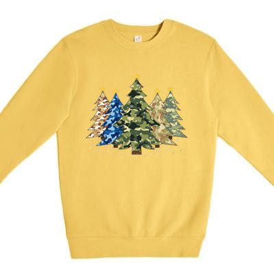 Camo Print Christmas Trees With Camouflage Print Xmas Premium Crewneck Sweatshirt