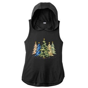 Camo Print Christmas Trees With Camouflage Print Xmas Ladies PosiCharge Tri-Blend Wicking Draft Hoodie Tank