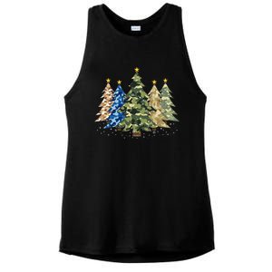 Camo Print Christmas Trees With Camouflage Print Xmas Ladies PosiCharge Tri-Blend Wicking Tank