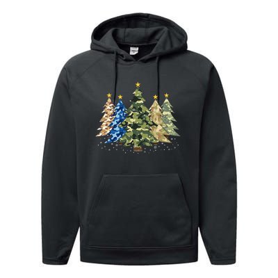 Camo Print Christmas Trees With Camouflage Print Xmas Performance Fleece Hoodie