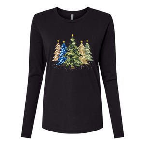 Camo Print Christmas Trees With Camouflage Print Xmas Womens Cotton Relaxed Long Sleeve T-Shirt