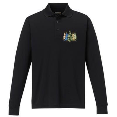 Camo Print Christmas Trees With Camouflage Print Xmas Performance Long Sleeve Polo