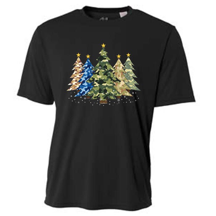 Camo Print Christmas Trees With Camouflage Print Xmas Cooling Performance Crew T-Shirt