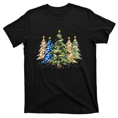 Camo Print Christmas Trees With Camouflage Print Xmas T-Shirt