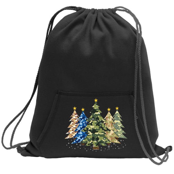 Camo Print Christmas Trees With Camouflage Print Xmas Sweatshirt Cinch Pack Bag