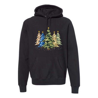 Camo Print Christmas Trees With Camouflage Print Xmas Premium Hoodie