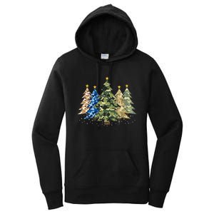 Camo Print Christmas Trees With Camouflage Print Xmas Women's Pullover Hoodie