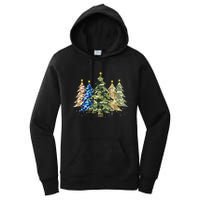 Camo Print Christmas Trees With Camouflage Print Xmas Women's Pullover Hoodie