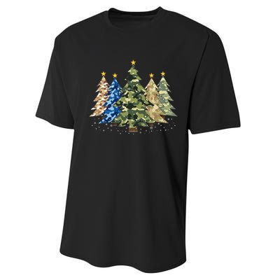 Camo Print Christmas Trees With Camouflage Print Xmas Performance Sprint T-Shirt