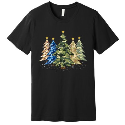 Camo Print Christmas Trees With Camouflage Print Xmas Premium T-Shirt